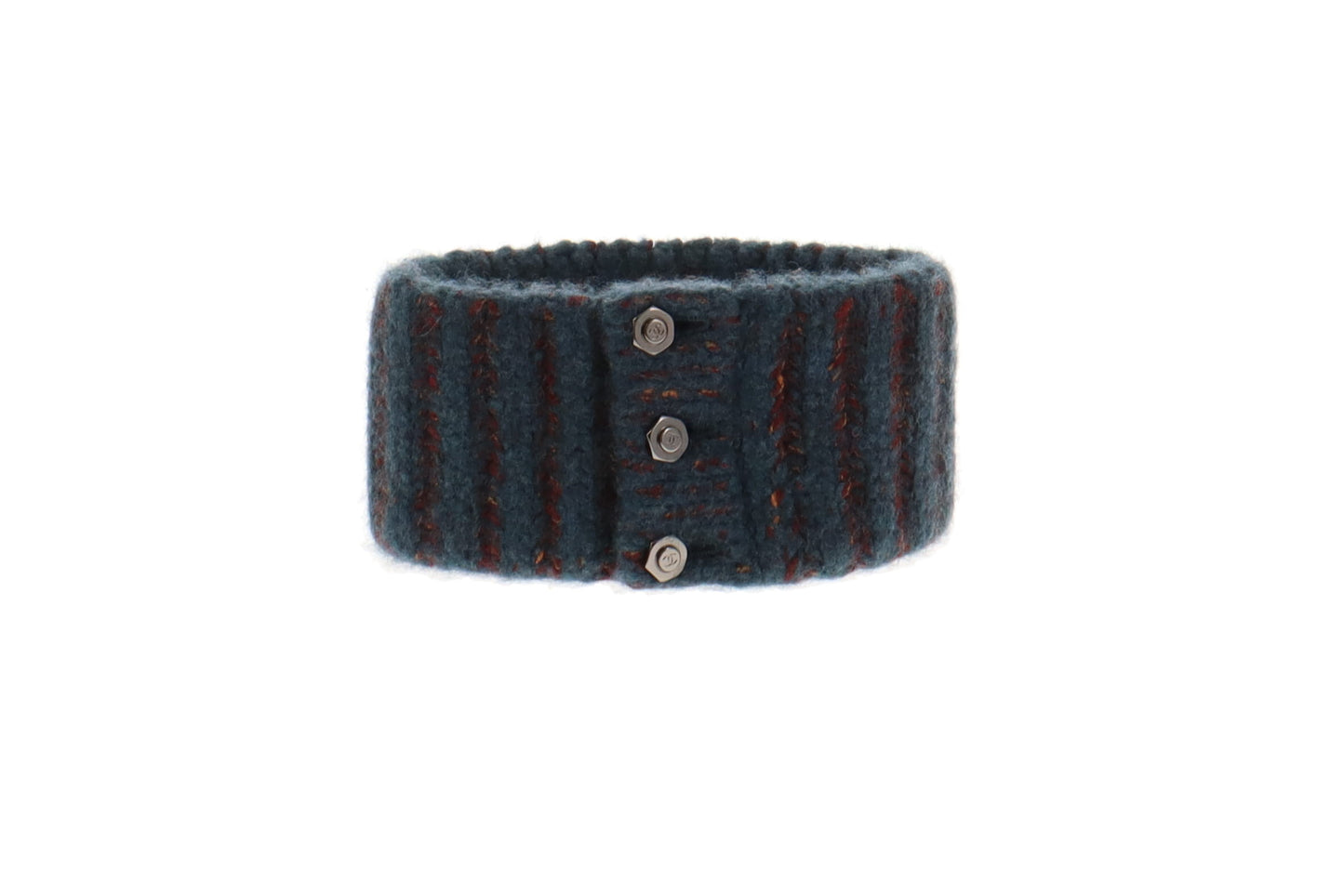Chanel Cashmere/Acrylic Mix Blue/Burgundy Headband