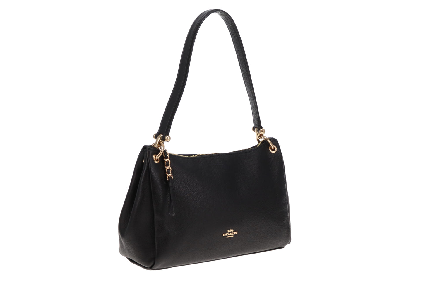 Coach Mia Shoulder Bag Black Grained Leather With Strap GH