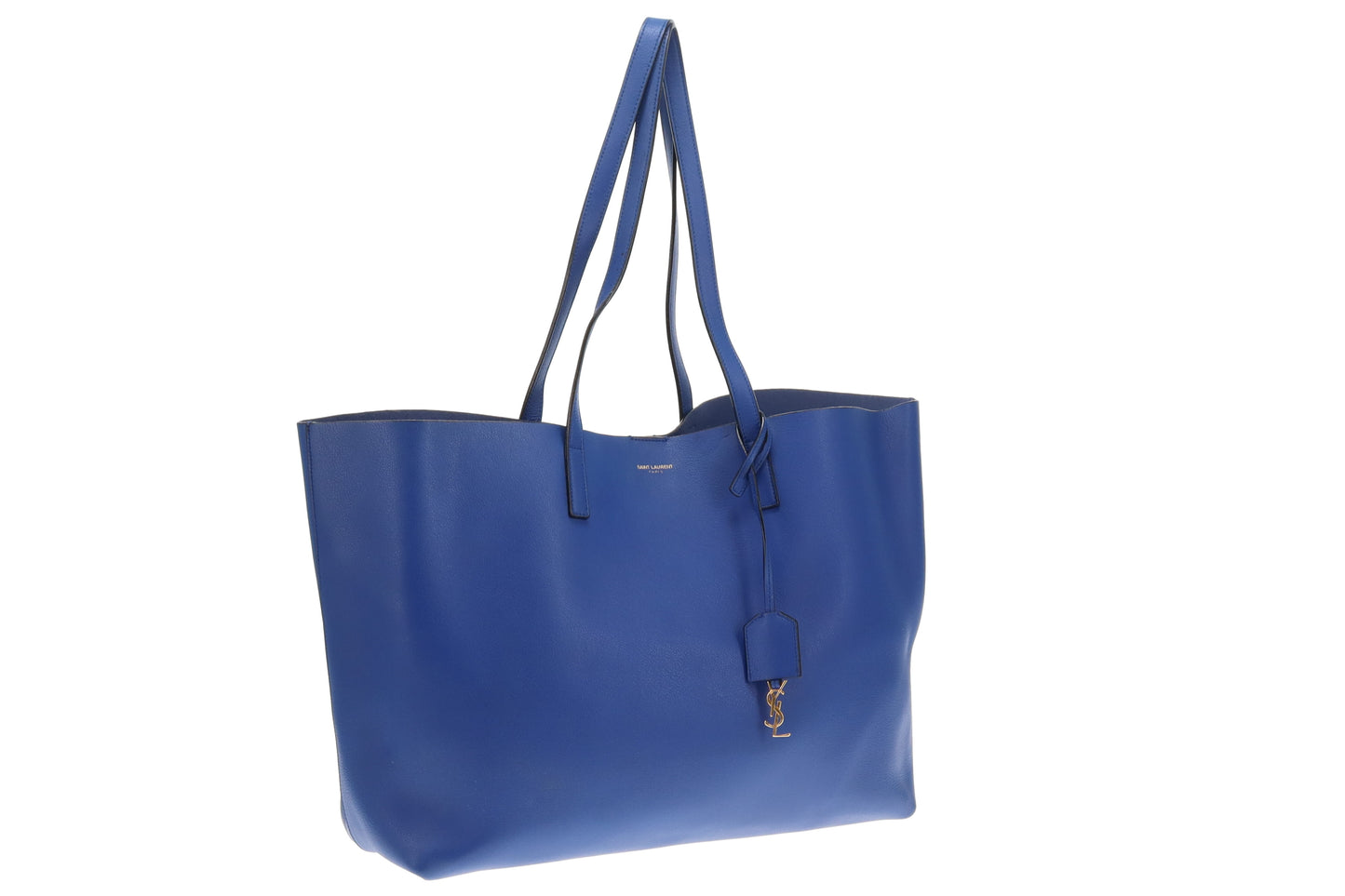 Saint Laurent East West Shopping Tote Blue Leather