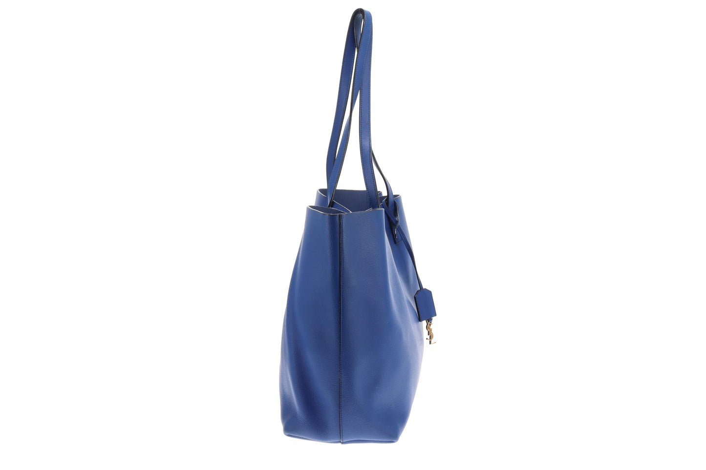 Saint Laurent East West Shopping Tote Blue Leather
