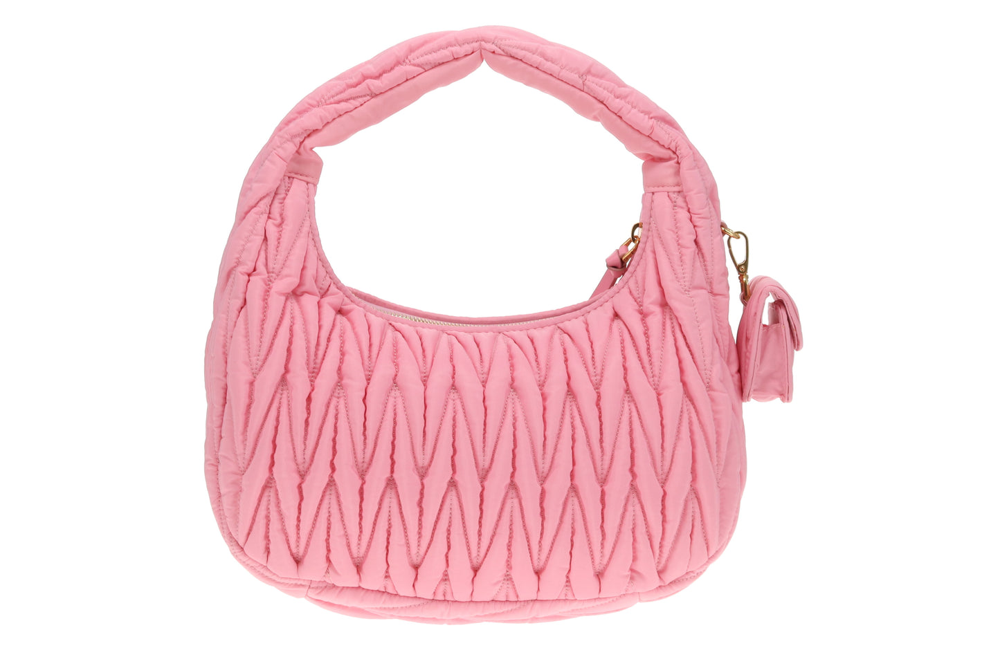 Miu Miu Wander Hobo Bag Pink Matelassé Regenerated Nylon