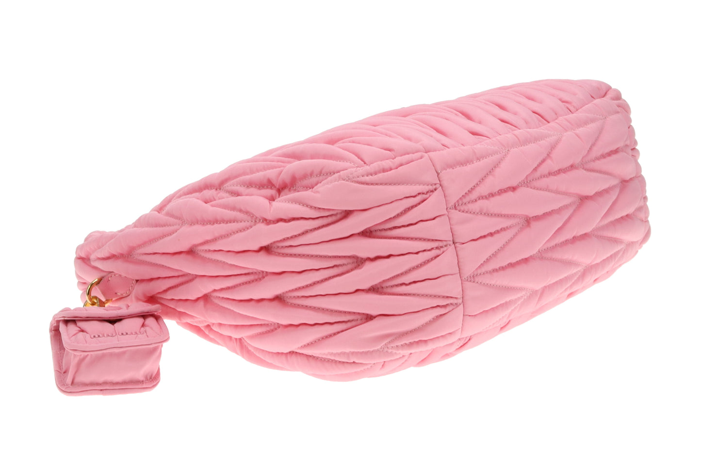 Miu Miu Wander Hobo Bag Pink Matelassé Regenerated Nylon