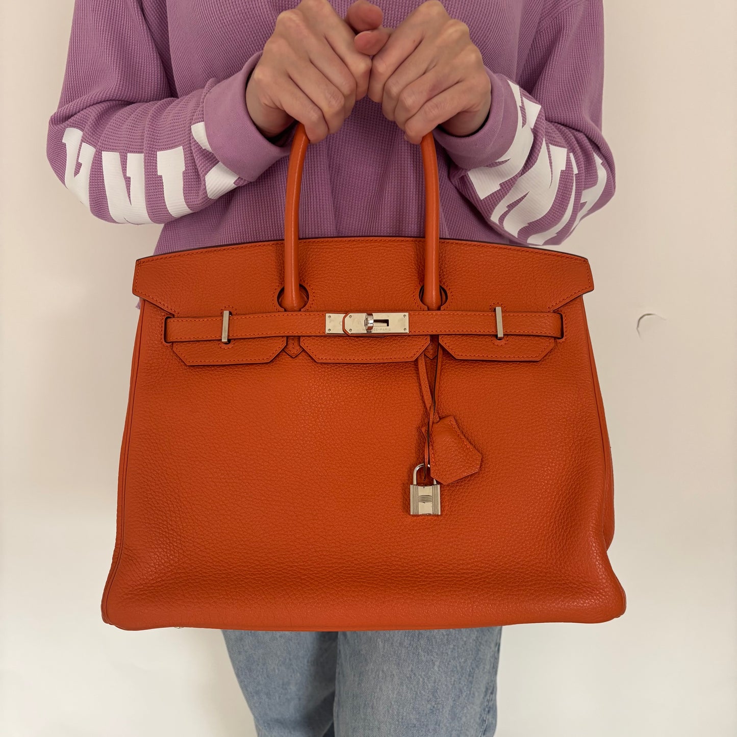 Hermes Birkin 35 Orange Clemence PHW 2012