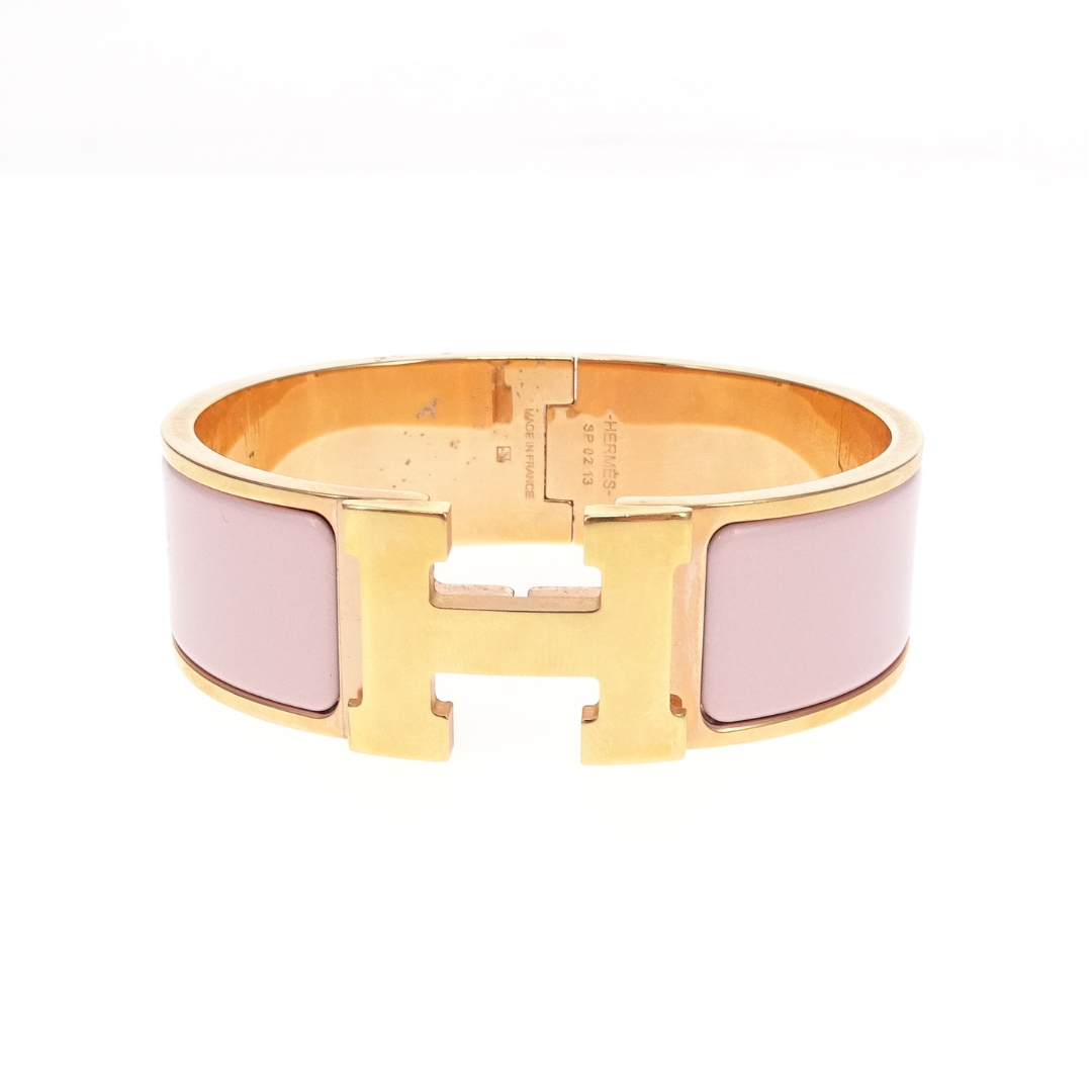 Hermes Rose Candeur Enamel Clic Clac H Bracelet