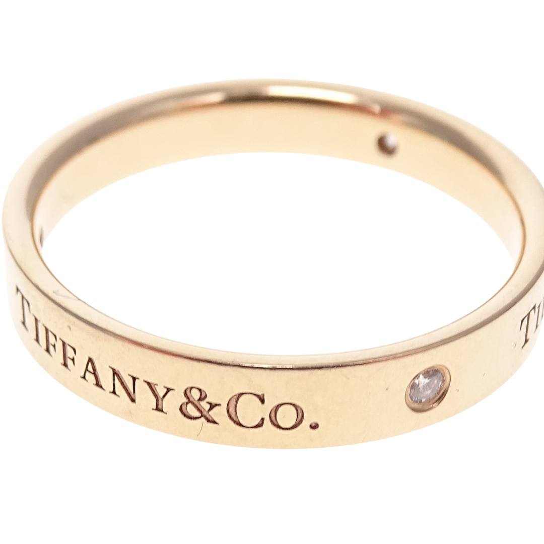 Tiffany & Co Logo Band Ring 18K Gold and Diamond size 64