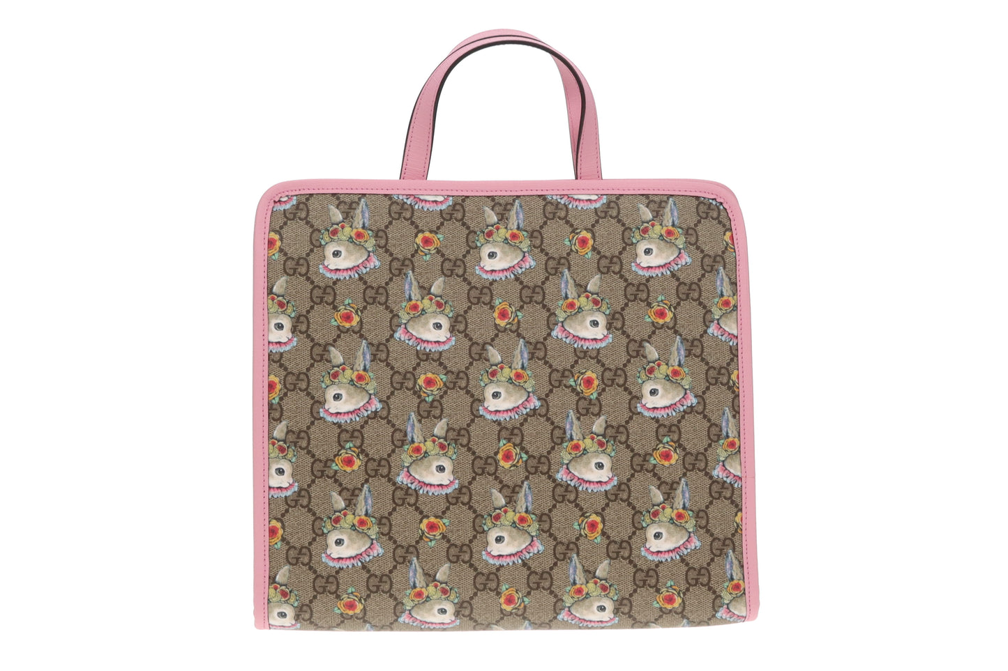 Gucci Children's Rabbit Print GG Tote With Pink Trims