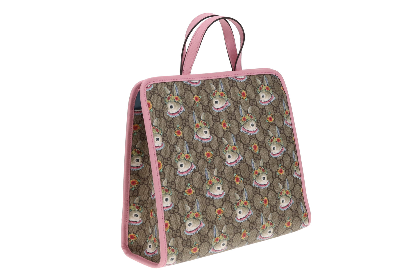 Gucci Children's Rabbit Print GG Tote With Pink Trims