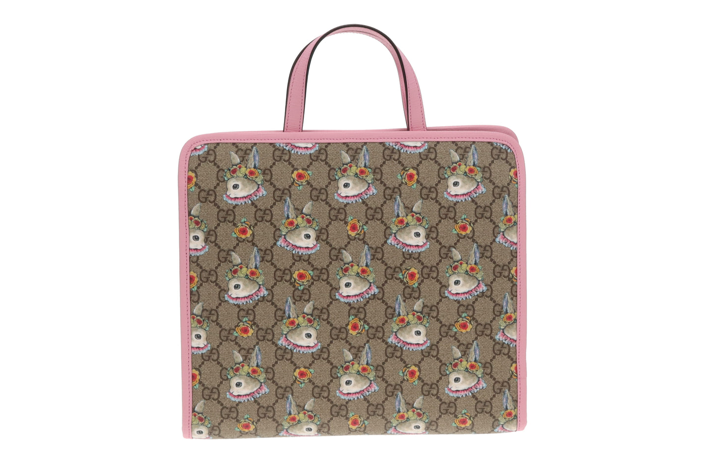 Gucci Children's Rabbit Print GG Tote With Pink Trims