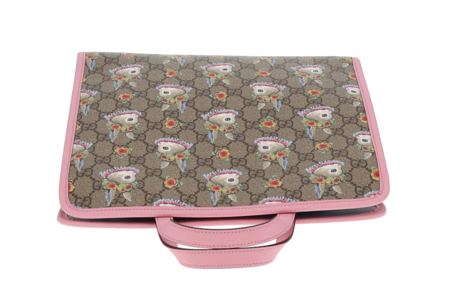 Gucci Children's Rabbit Print GG Tote With Pink Trims