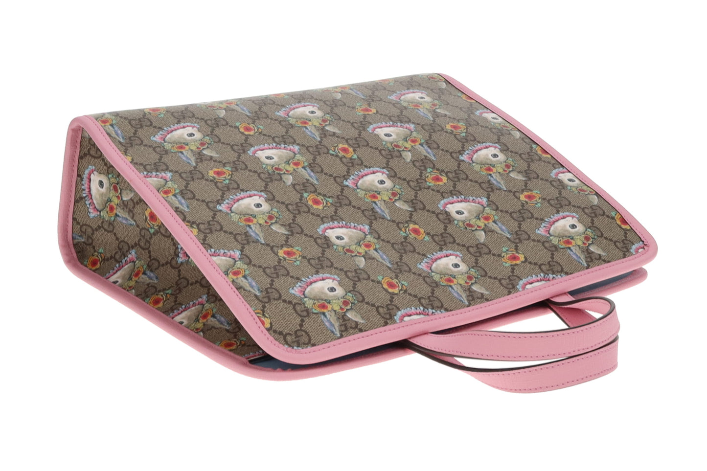 Gucci Children's Rabbit Print GG Tote With Pink Trims