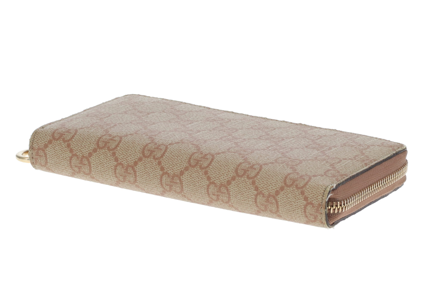 Gucci Pink and Beige GG Supreme Zip Around Long Wallet