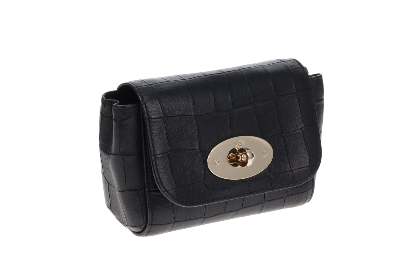 Mulberry Black Croc Embossed Leather Mini Lily Bag
