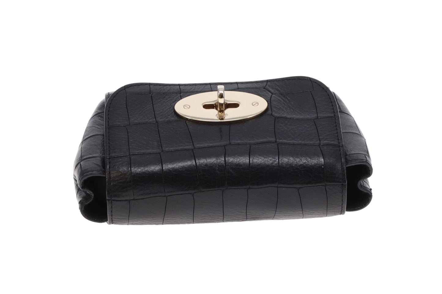 Mulberry Black Croc Embossed Leather Mini Lily Bag