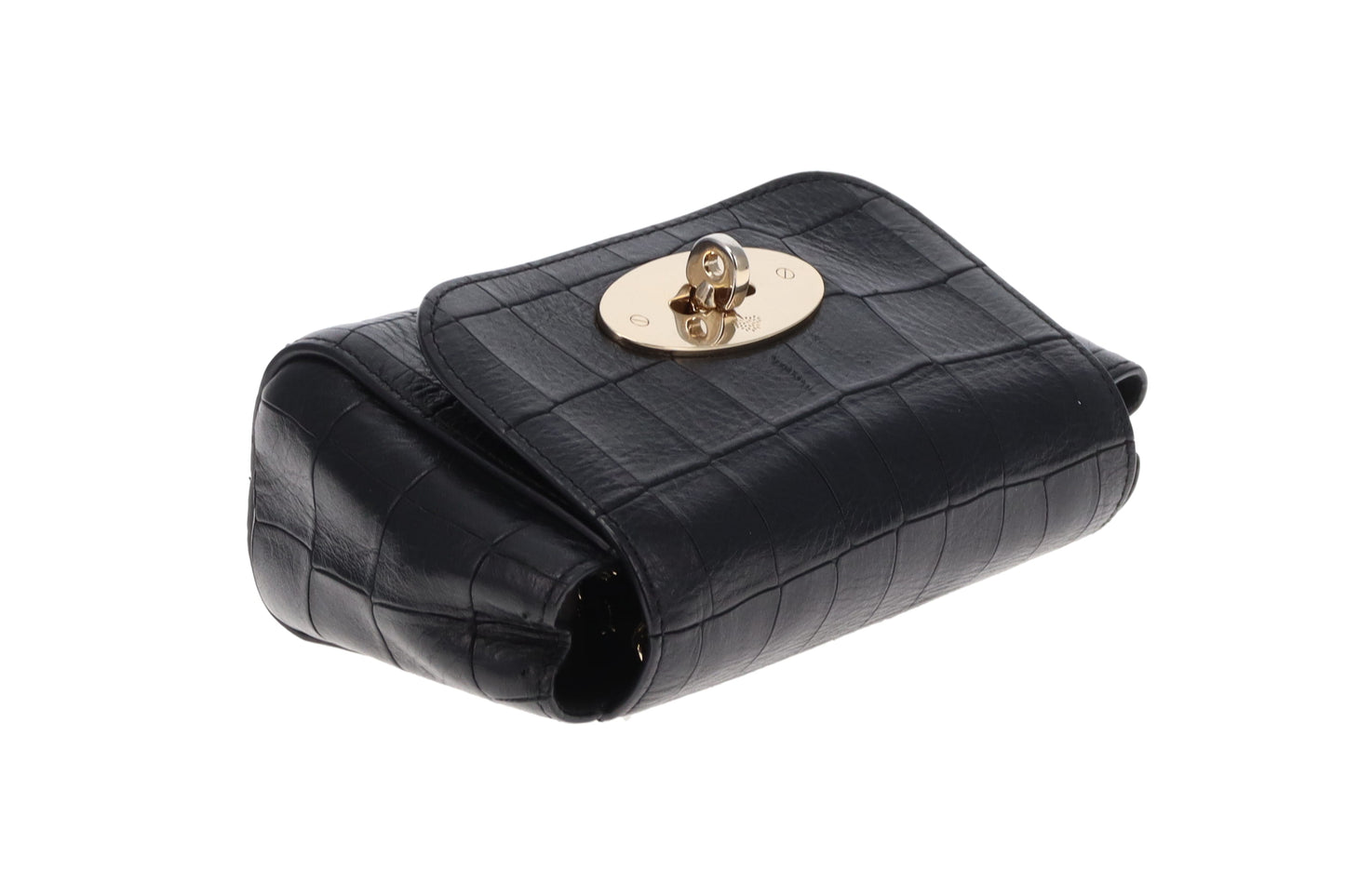 Mulberry Black Croc Embossed Leather Mini Lily Bag