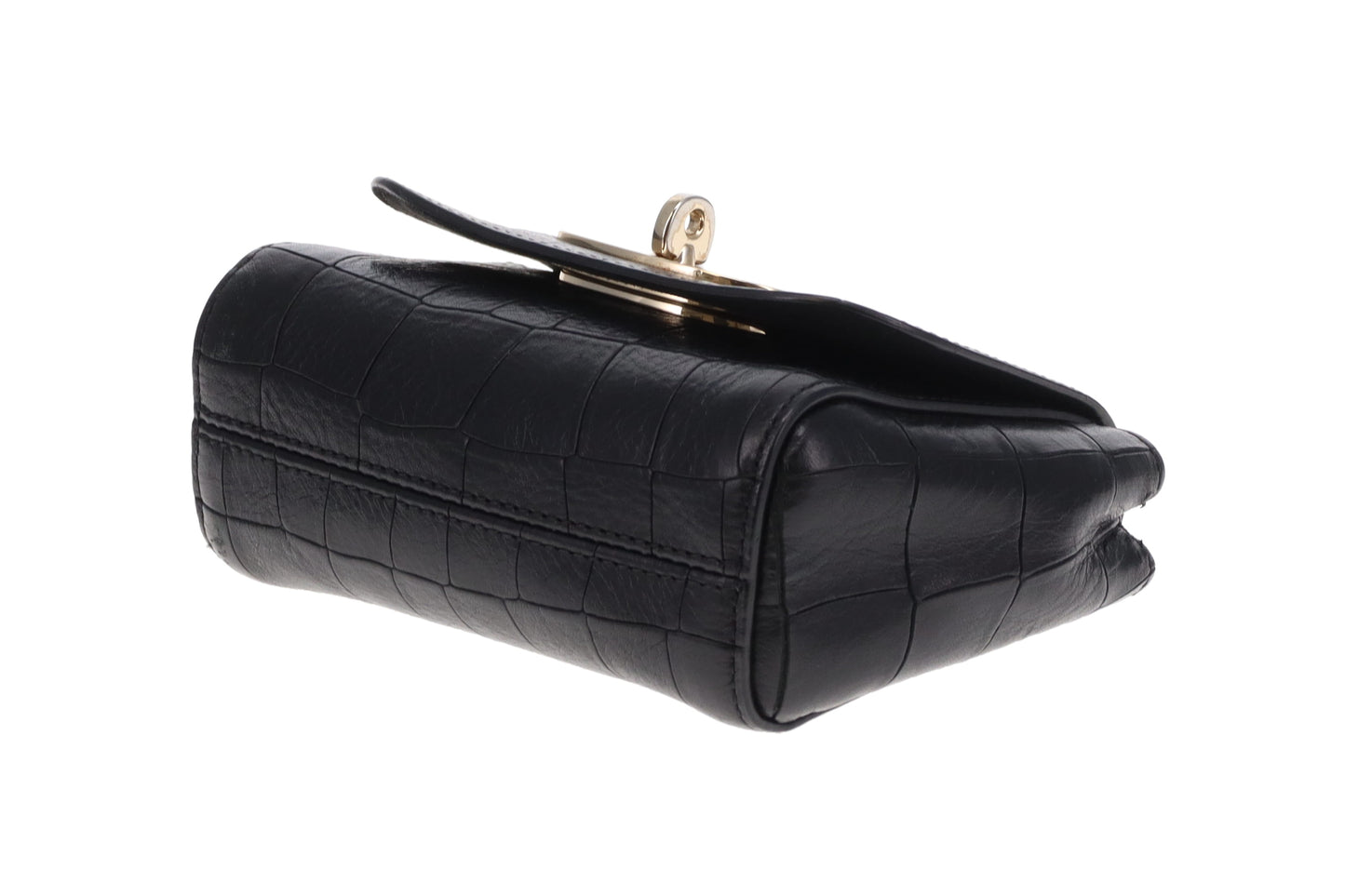 Mulberry Black Croc Embossed Leather Mini Lily Bag