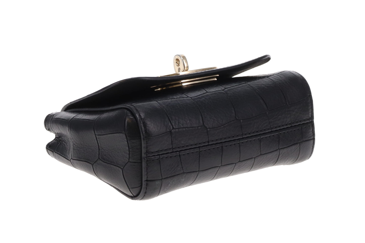 Mulberry Black Croc Embossed Leather Mini Lily Bag