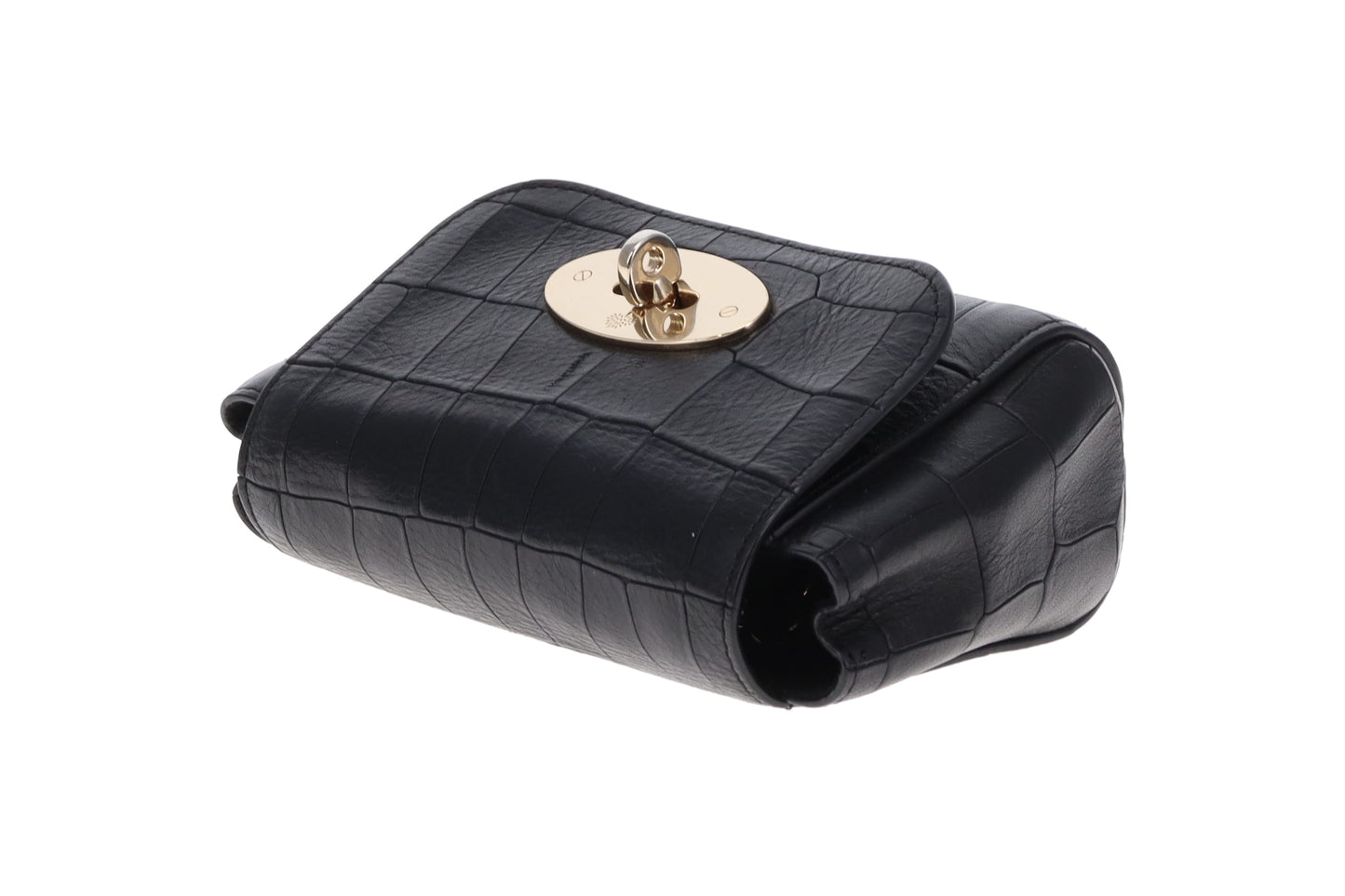 Mulberry Black Croc Embossed Leather Mini Lily Bag
