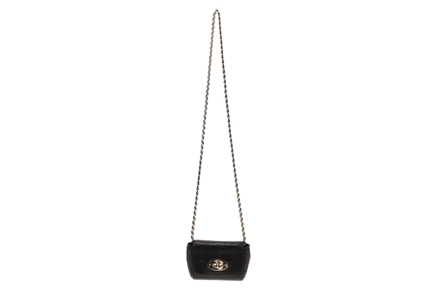 Mulberry Black Croc Embossed Leather Mini Lily Bag