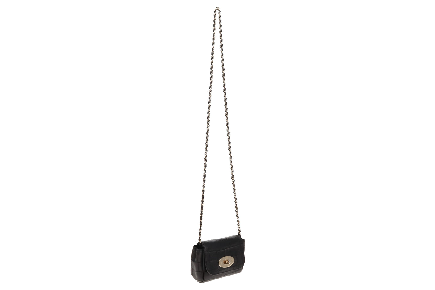 Mulberry Black Croc Embossed Leather Mini Lily Bag