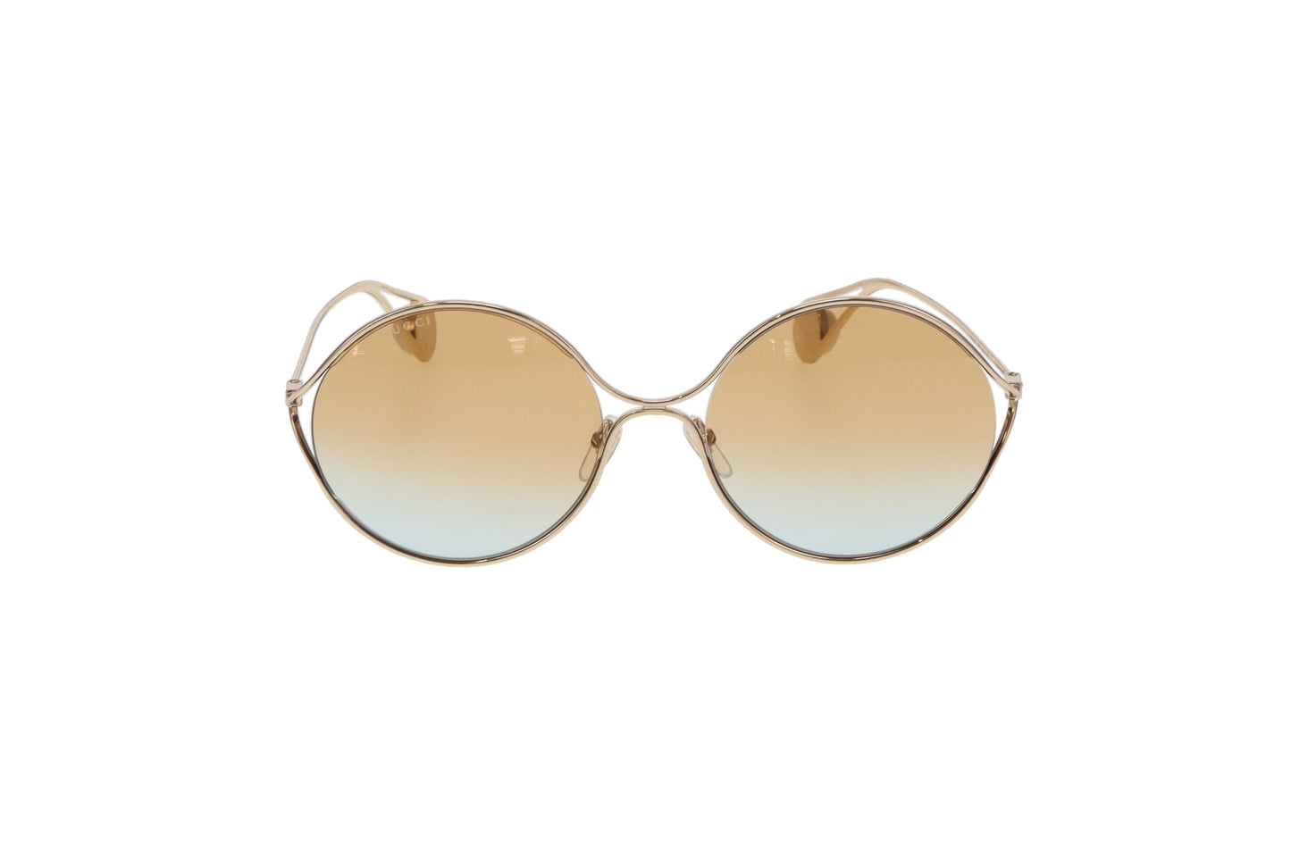 Gucci Gold Metal Round Sunglasses Pearl End GG0253S Sunglasses