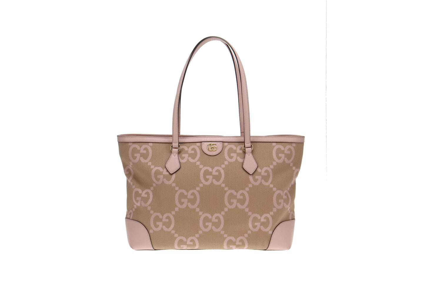 Gucci GG XL Print Canvas and Pink Leather Trimmed Ophidia Tote Bag