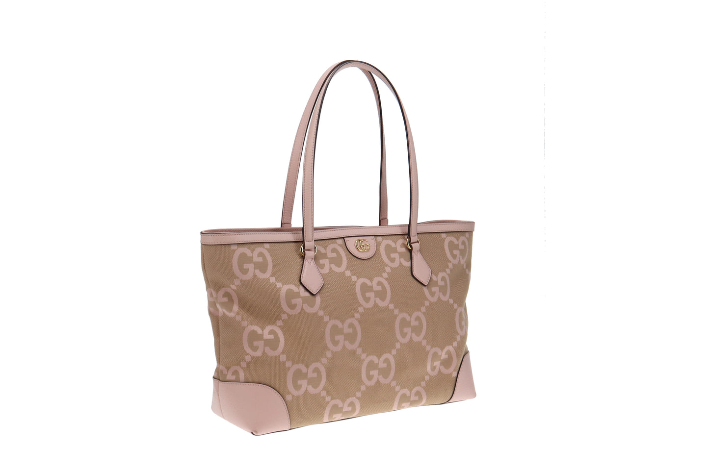 Gucci GG XL Print Canvas and Pink Leather Trimmed Ophidia Tote Bag