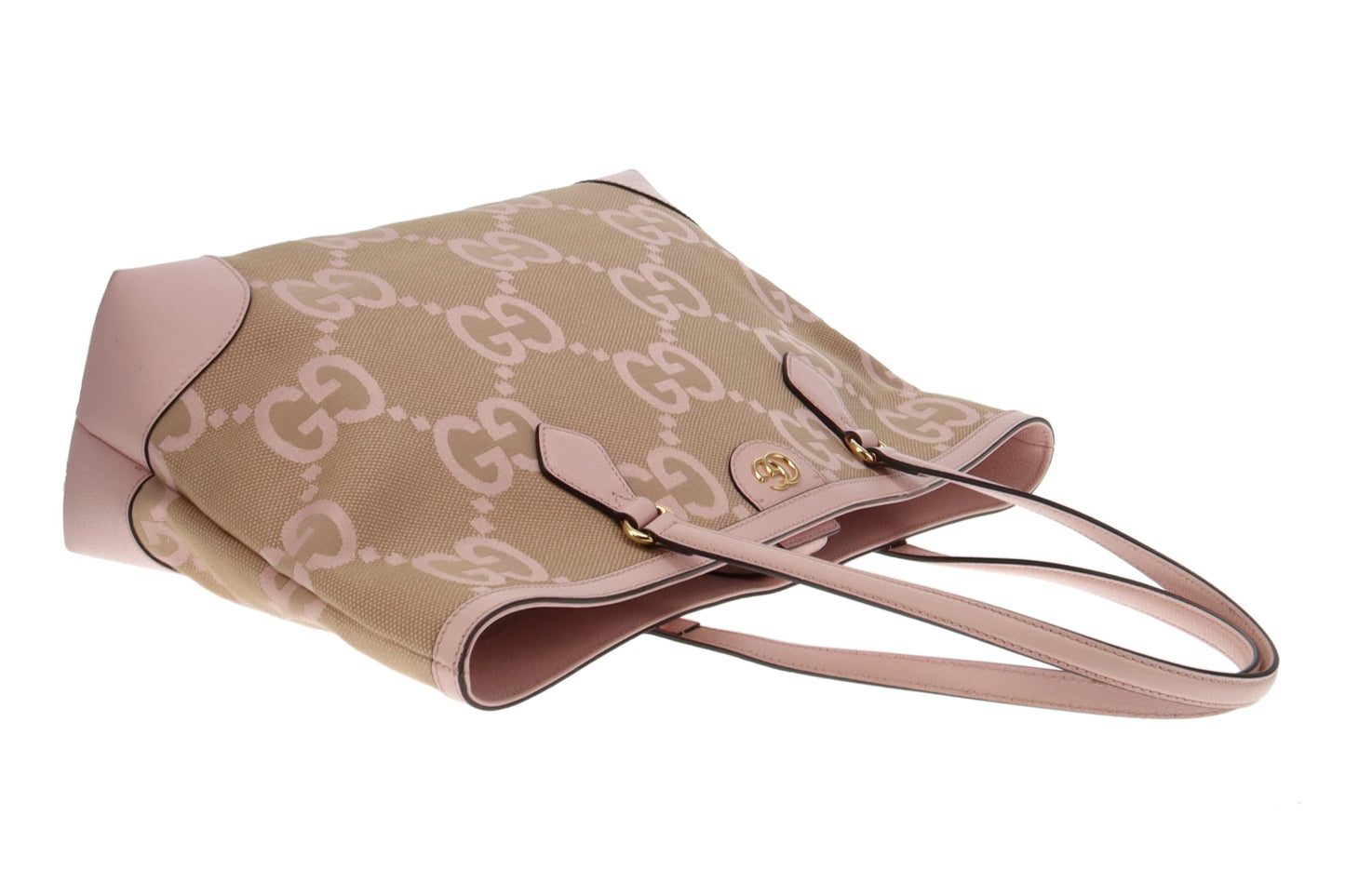 Gucci GG XL Print Canvas and Pink Leather Trimmed Ophidia Tote Bag