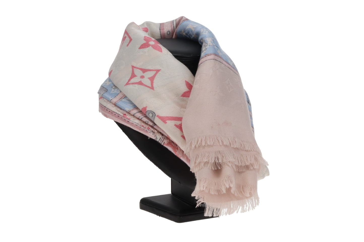 Louis Vuitton Lets Go Monogram Shawl Pink/Blue Silk and Wool