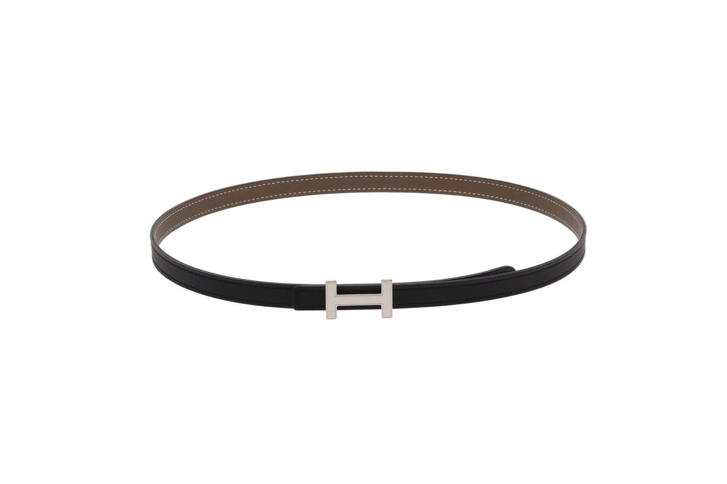 Hermes Belt 13mm Etoupe and Noir Mini Focus H Buckle 75cm 2024
