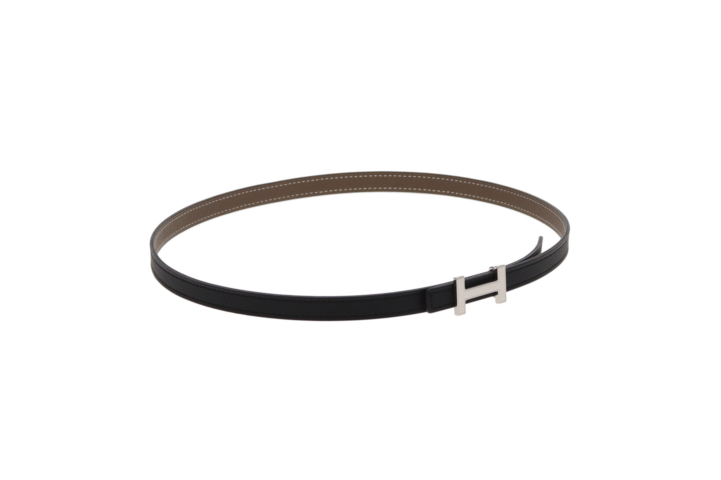 Hermes Belt 13mm Etoupe and Noir Mini Focus H Buckle 75cm 2024