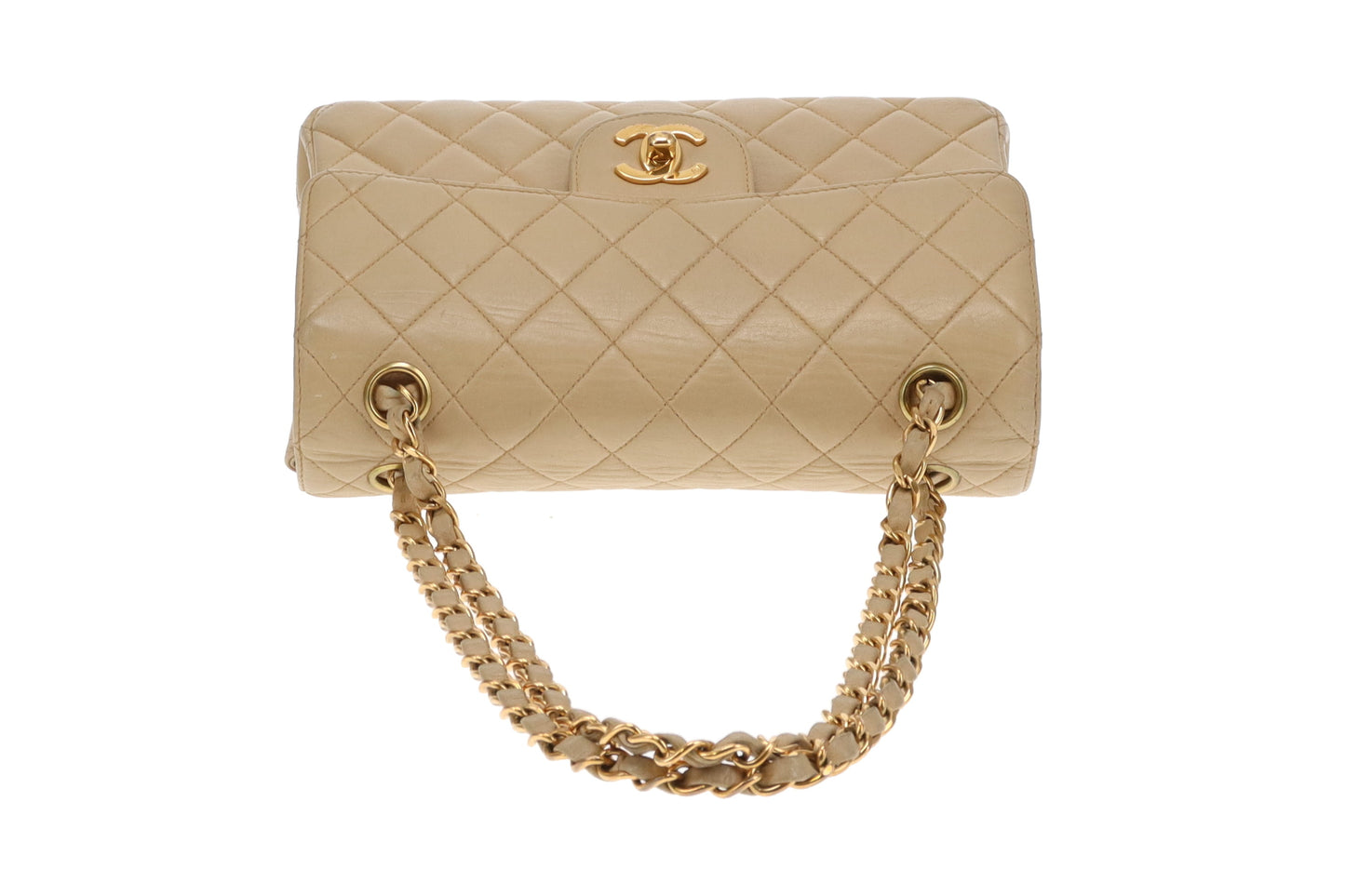 Chanel Double Sided Classic Flap In Beige Lambskin Leather And Gold Hardware Vintage 1996/97