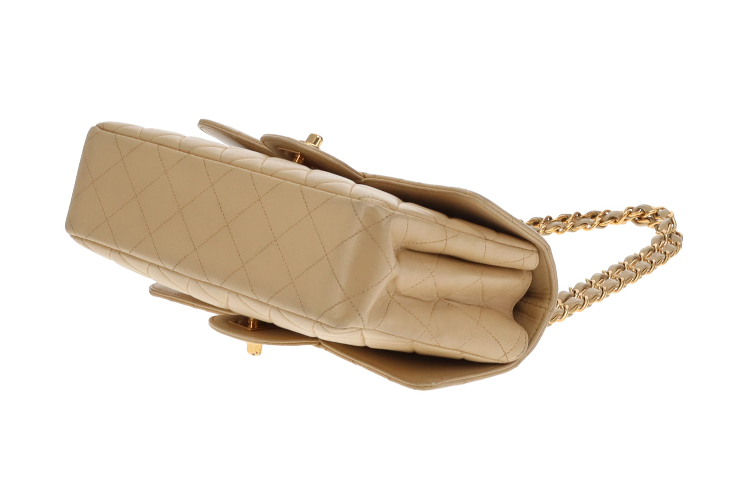 Chanel Double Sided Classic Flap In Beige Lambskin Leather And Gold Hardware Vintage 1996/97