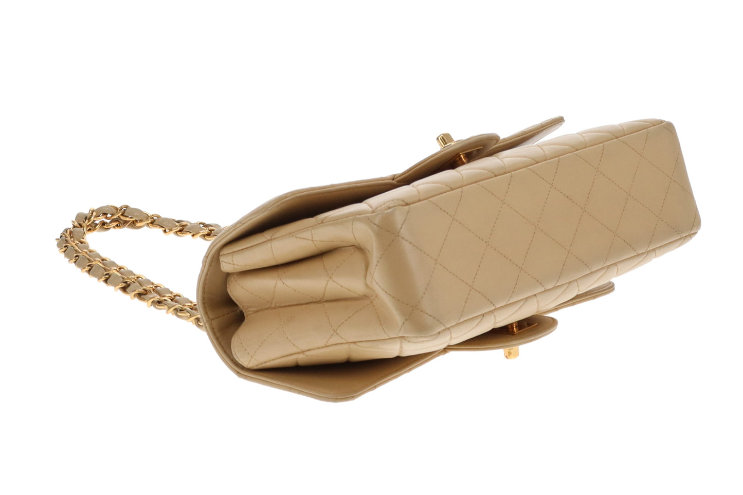 Chanel Double Sided Classic Flap In Beige Lambskin Leather And Gold Hardware Vintage 1996/97