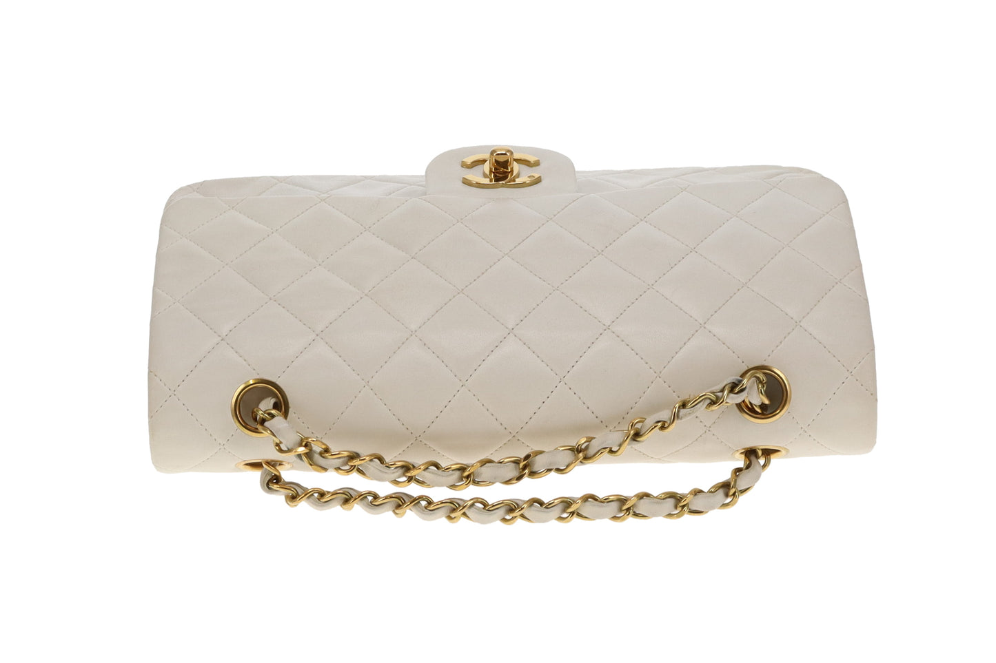 Chanel Classic Double Flap White Medium With Gold Hardware Vintage 1991/94