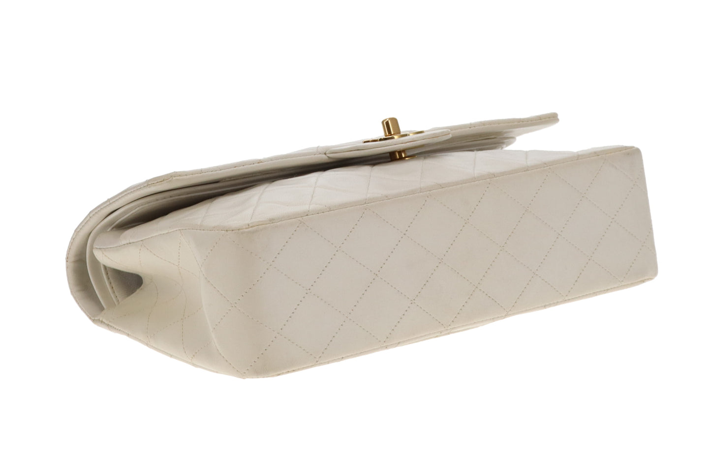 Chanel Classic Double Flap White Medium With Gold Hardware Vintage 1991/94