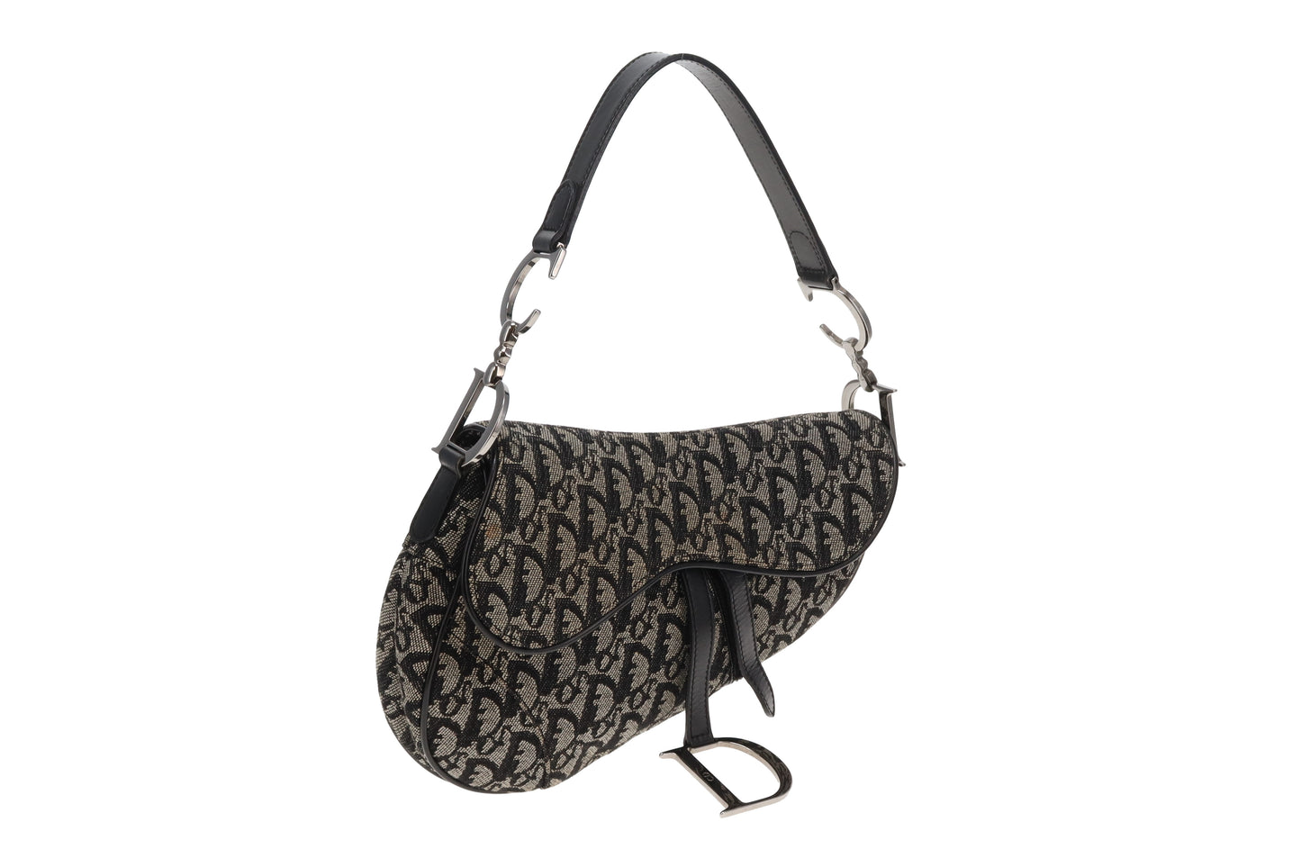 Dior Saddle Black/Grey Oblique SHW 2002