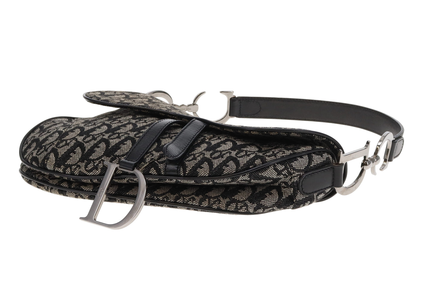 Dior Saddle Black/Grey Oblique SHW 2002