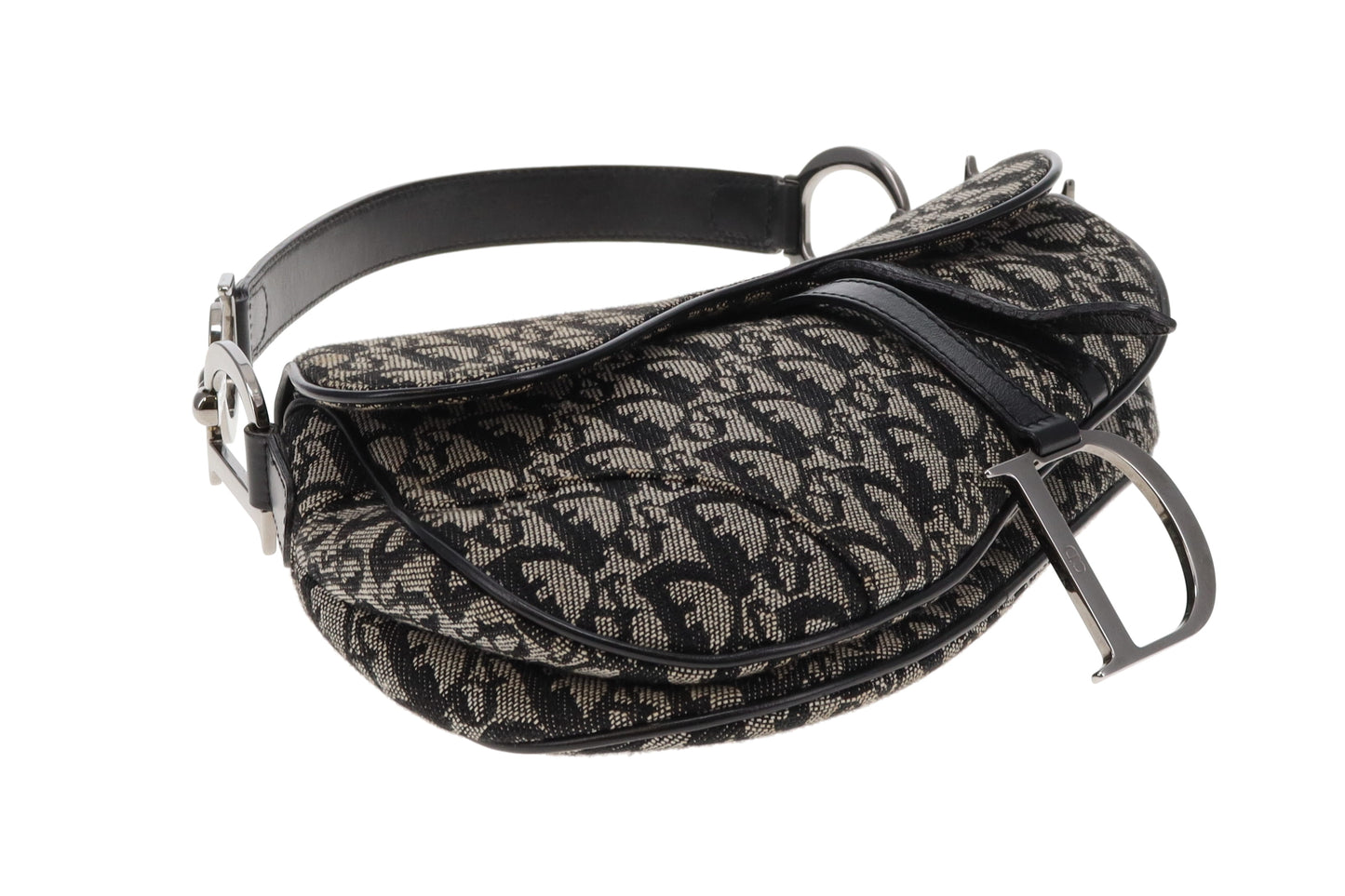Dior Saddle Black/Grey Oblique SHW 2002