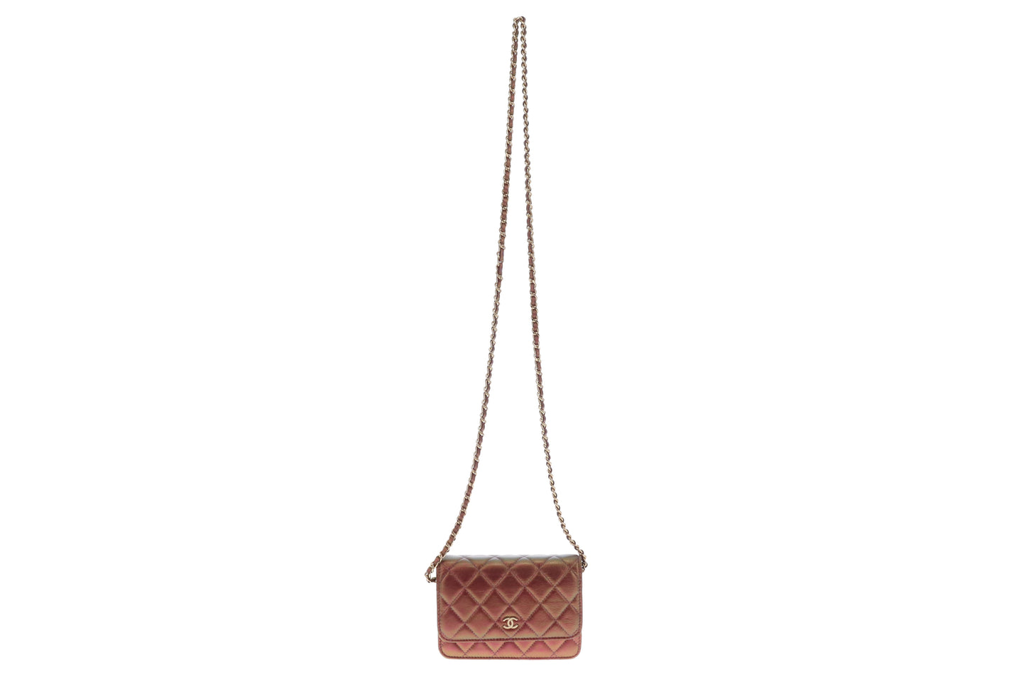 Chanel Mini Wallet on Chain Pink Iridescent Leather GHW 2020