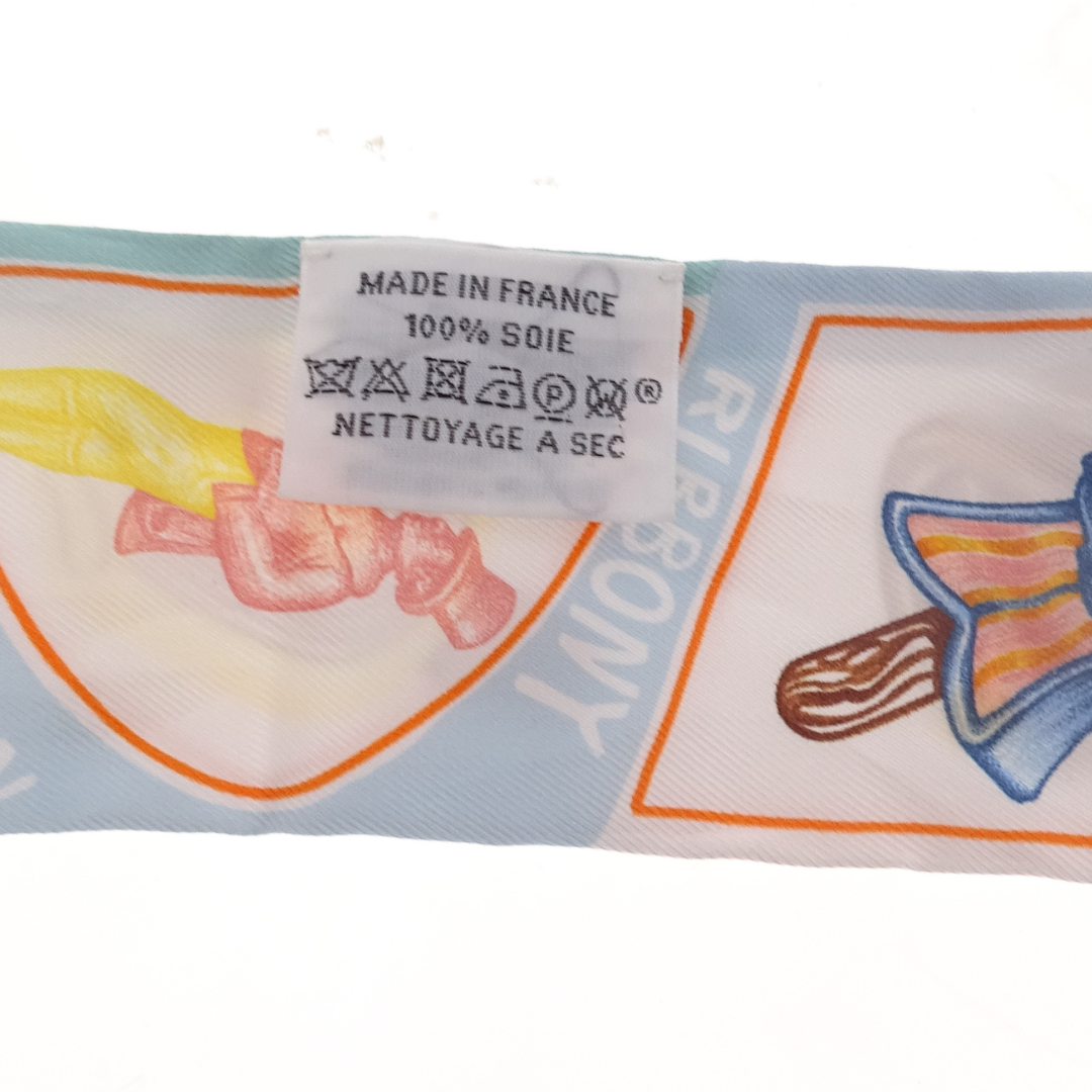 Hermes Twilly Funny Ice Cream Aqua/Orange/Jaune 100% Silk