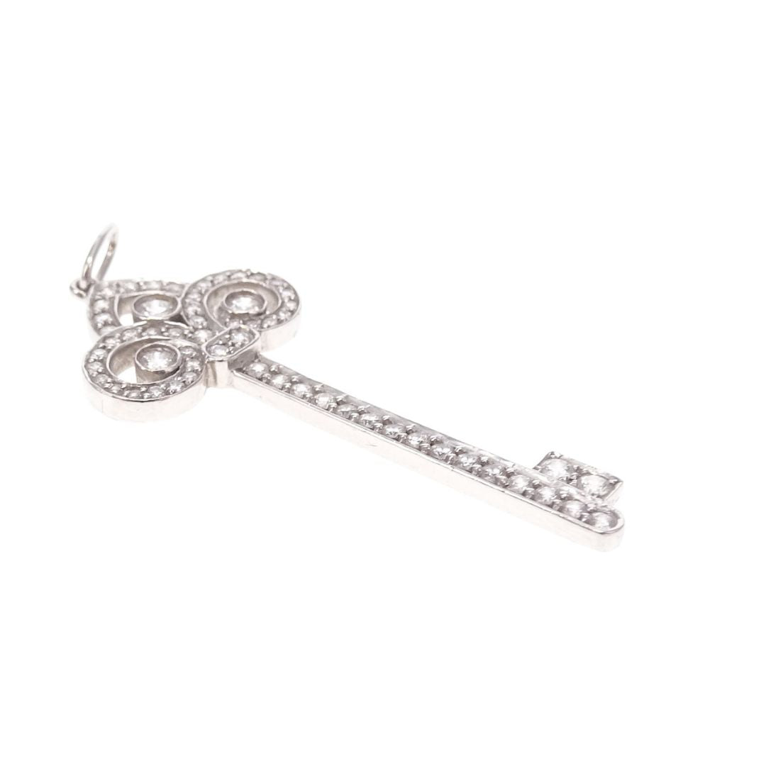 Tiffany & Co Fleur de Lis Key Pendant In Platinum With Brilliant Diamonds