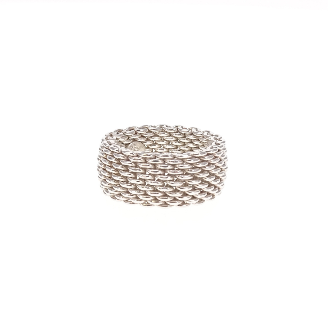Tiffany & Co Somerset Mesh Ring Sterling Silver (Size 55) 2