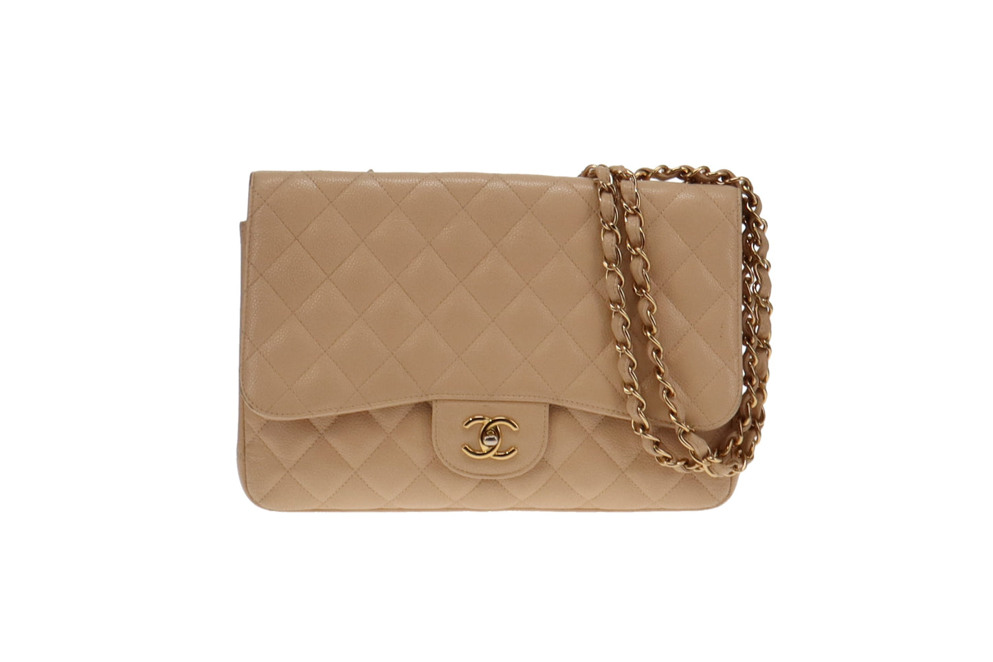 Chanel Classic Jumbo Single Flap Beige Caviar GHW 2009/10 (13 series)