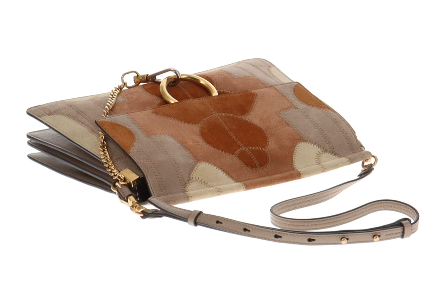 Chloe Faye Medium Suede And Leather Patchwork