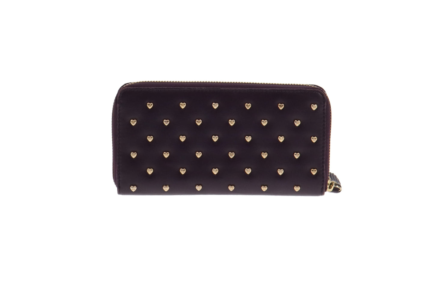 Anya Hindmarch Purple Leather Heart Stud Long Zip Wallet