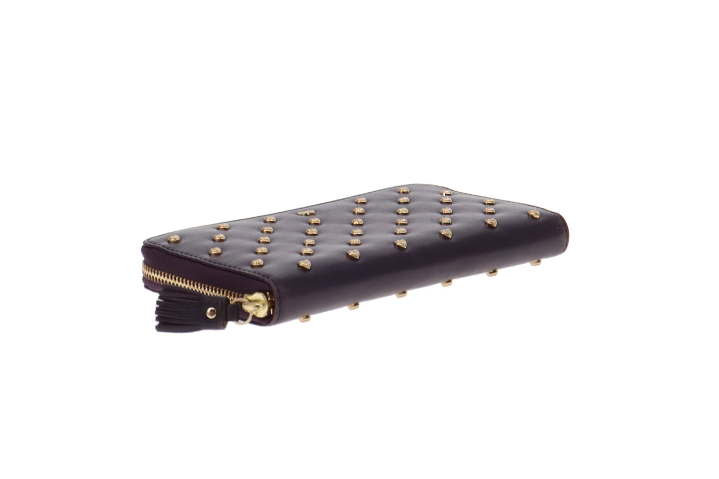 Anya Hindmarch Purple Leather Heart Stud Long Zip Wallet