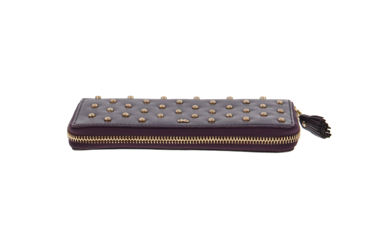 Anya Hindmarch Purple Leather Heart Stud Long Zip Wallet