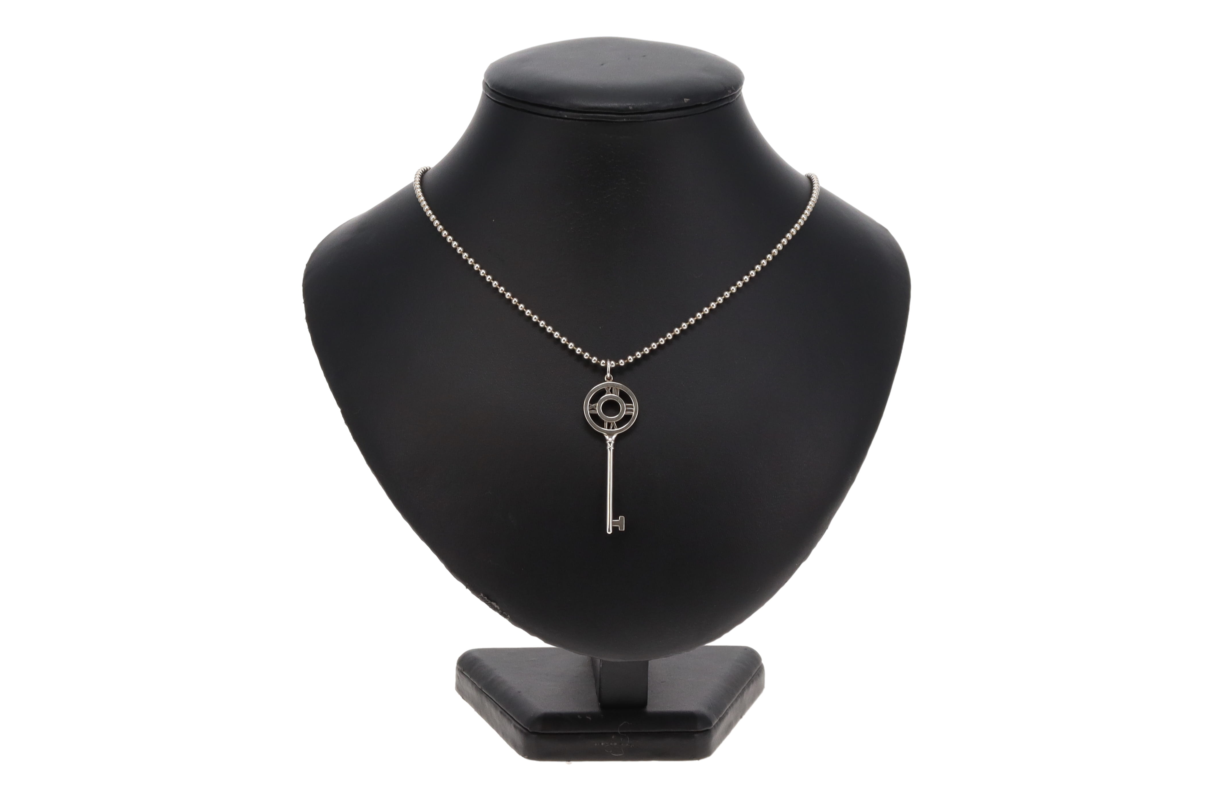 Tiffany Co Atlas Collection Key Pendant On Beaded Chain Sterling