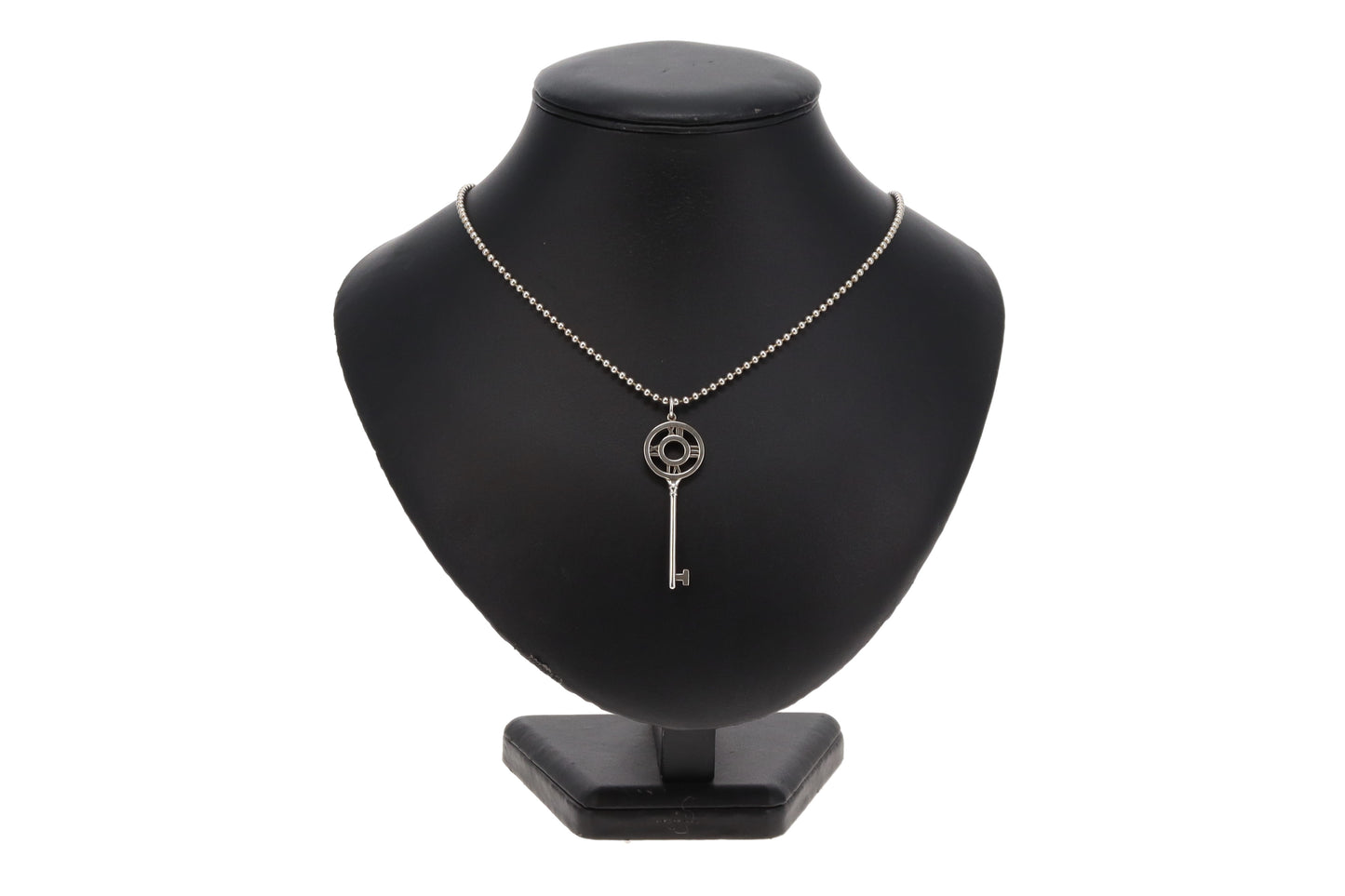 Tiffany & Co Atlas Collection Key Pendant On Beaded Chain Sterling Silver