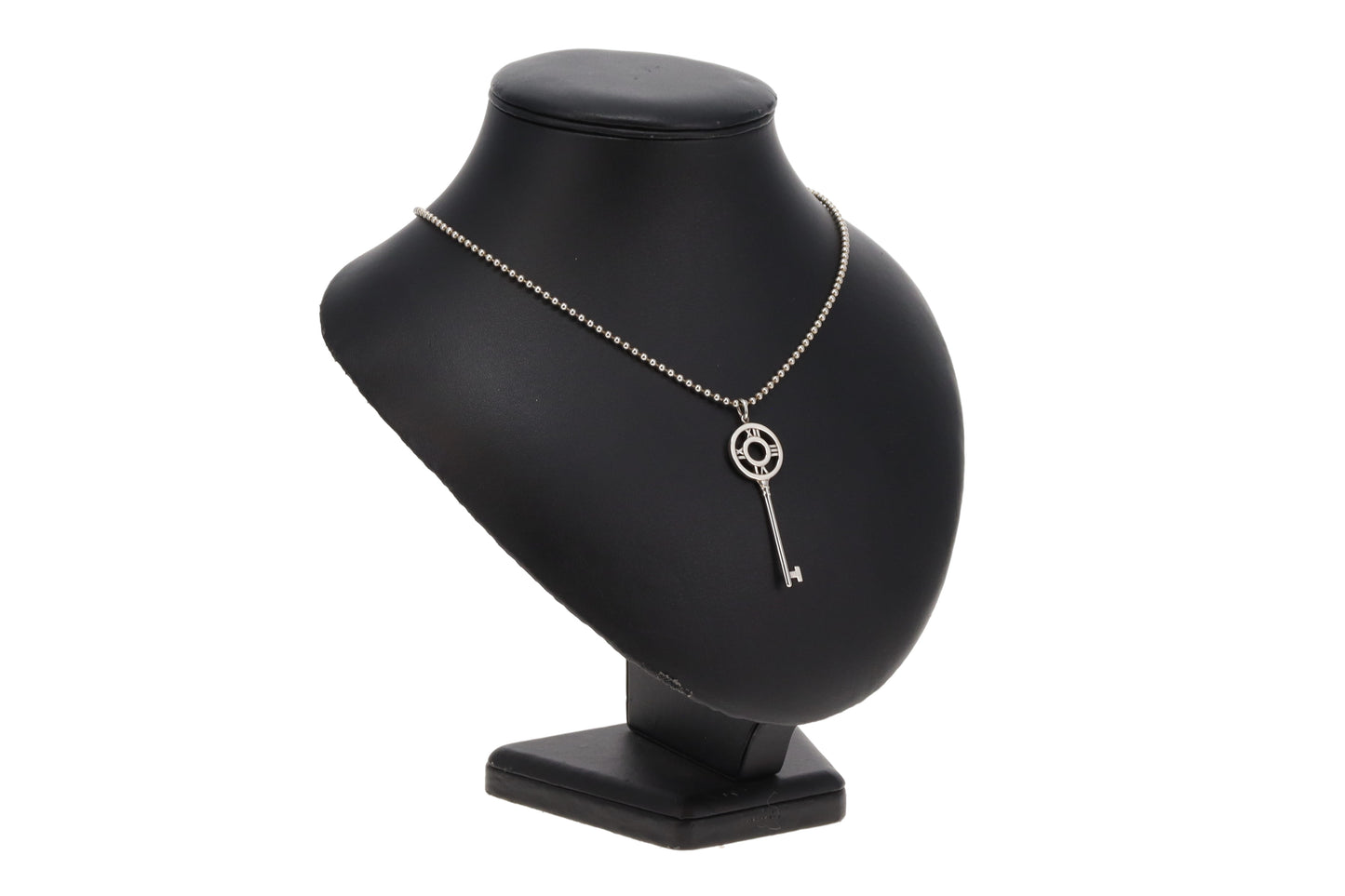 Tiffany & Co Atlas Collection Key Pendant On Beaded Chain Sterling Silver
